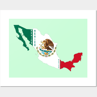 Mexico flag & map Posters and Art